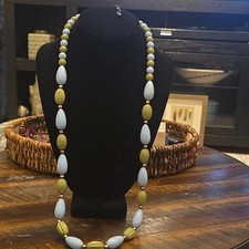 Joan Rivers Beaded Necklace Blue/Grey Acrylic Lobster Clasp Signed