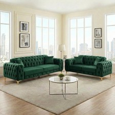 Luxury 1,2,3 Seater Velvet Sofa Chesterfield Settee Lounge Chaise Couch Loveseat