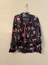 In Bloom by Jonquil Womens Lace Trim Shorts Pajama Set Floral Black Size Medium