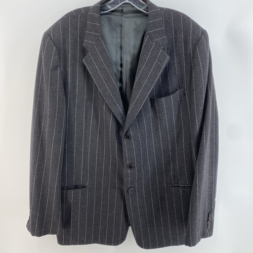 Hickey Freeman, Vintage 90s Hickey Freeman Pinstripe Suit Jacket 40 Worsted Wool Gray 3 Button