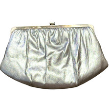 Vintage Metallic Silver Evening Bag Clutch Purse Fabric Chain HL Made In USA