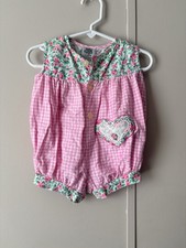 Vintage Cuties By Judy Floral Gingham Bubble Romper