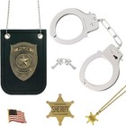 5 PCS Police Badge and Handcuffs Toy Set, Cop Costume Accessories, Police... 