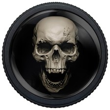 4 Pack Cabinet Knobs Round Matte Black Drawer Pulls, Skull Hardware Dresser K...