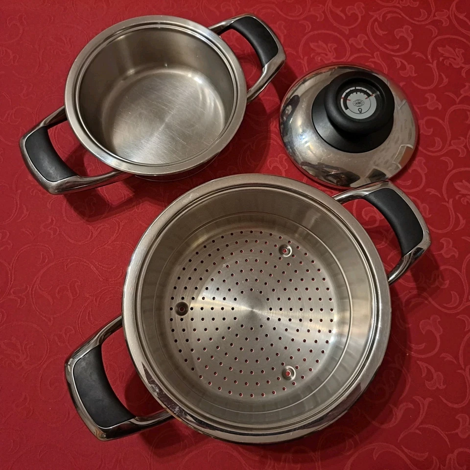 AMC Starline: Topf 1,3Liter 16cm +Visiotherm Deckel + Siebeinsatz 20cm Induktion - Bild 2 von 3