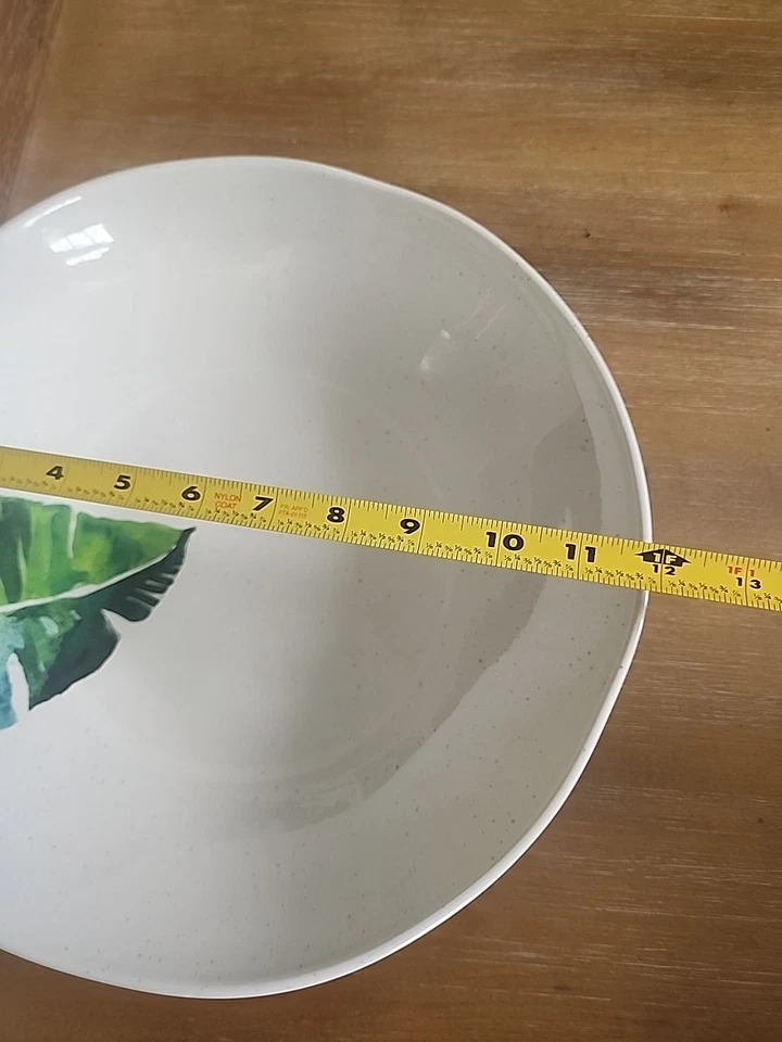 Tommy Bahama Crema Melamina Redondo Tazón para Servir Verde Deja Plato Lavadora Seguro Foto 4 de 4