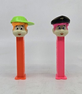 Pair of PEZ PALS Shell Man w/Glow Face & Pilot Hot Pink Hair Stem and Feet