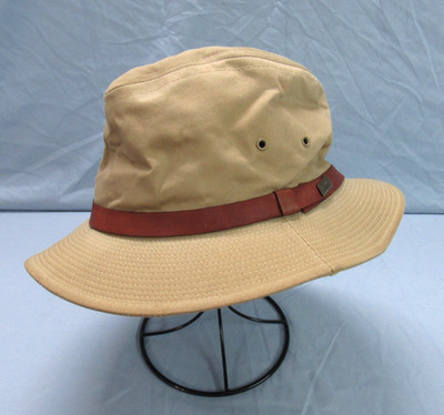 VTG KANGOL DESIGN Men's TAN CANVAS Safari Outdoors SHORT BRIM Fedora Hat Cap M