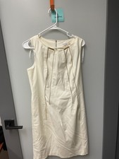 Calvin Klein Ivory Sheath Zipper Detail Ladies Knee Length Dress - Size 8