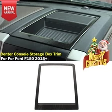Center Console Storage Box Trim Dash Cover For Ford F150 2015+ Black Wood Grain