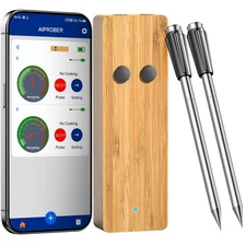 Wireless Meat Thermometer with 2 Ultra-Thin Probes, 700FT Long Range, 1000°F ...