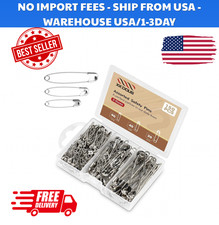 Safety Pins - 150 Pcs Assorted Sizes Silver Pins Bulk - Small Large Heavy Duty