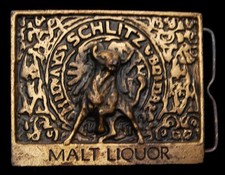 HL24158 VINTAGE 1970s  SCHLITZ  MALT LIQUOR BULL BRASSTONE BUCKLE