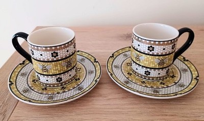 ANTHROPOLOGIE 蜂モザイク皿　２枚 Anthropologie Bistro Tile Stoneware Espresso Garden Edition Bee