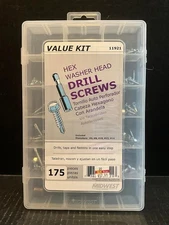 MIDWEST FASTENER HEX WASHER HEAD DRILL SCREWS VALUE KIT 11921 (175-PIECES)