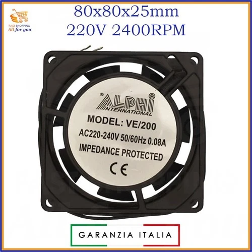 Ventola 220V di per raffreddamento 80x80x25 assiale silenziosa ventilatore 80mm