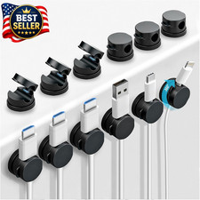 12 Pack Rotatable Spring Cord Holders, 1S Lock Adhesive Cable Clips