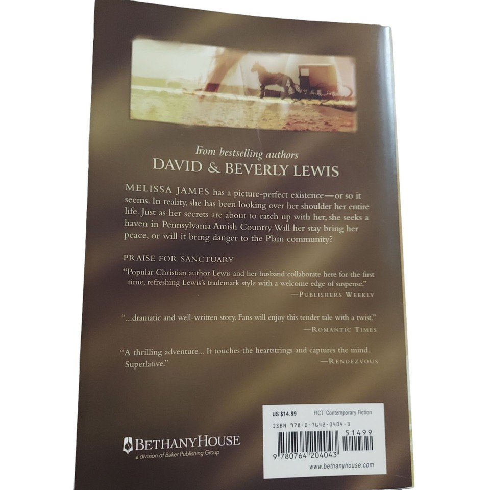 Sanctuary A Novel by David & Beverly Lewis, Amish Fiction Christian ...