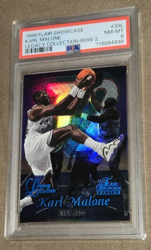 KARL MALONE 1998 Flair Showcase #39L Row 2 LEGACY COLLECTION #ed /99 PSA 8 NM-MT