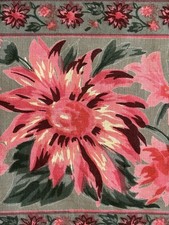 Lovely Cotton  Tablecloth 49x50 Pretty Floral Pattern  Colors Mitered Corners