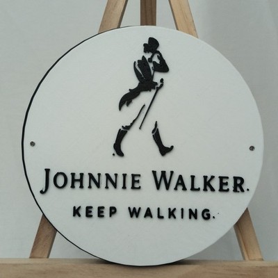 3D Printed Johnnie Walker RGB LED Lighted Bar Sign With Remote Control man cave