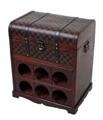 Étagère à vin coloniale en bois étagère à bouteilles étagère à tonneau à vin ... - Photo 1/2