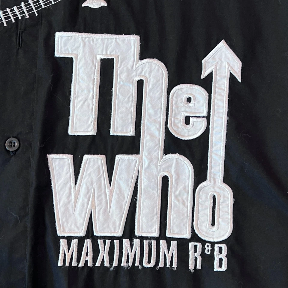 Camisa The Who Bordada Manga Larga Grande Negra Abotonada Rock Clásico - LEER Foto 3 de 4