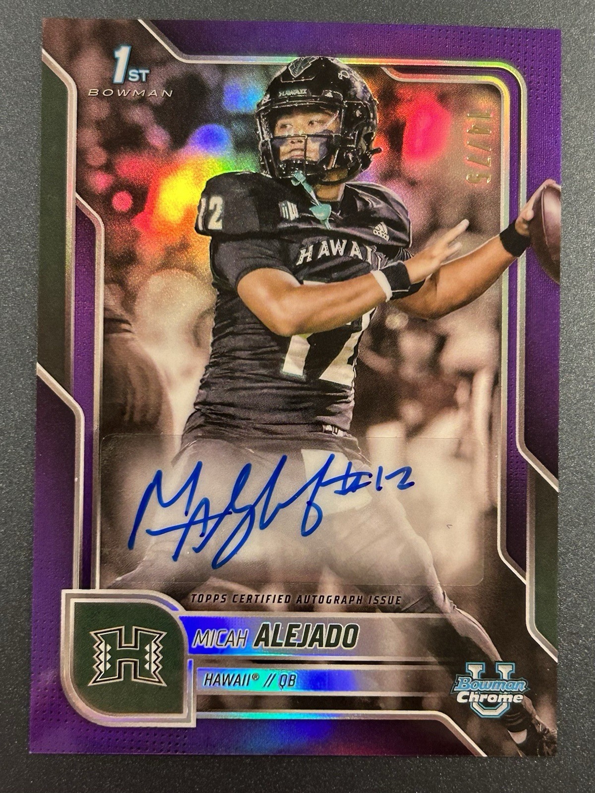2025 Bowman U Chrome Micah Alejado 1st Bowman Purple Auto #d /75 Hawaii