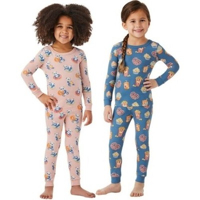 Members Mark Organic Cotton Pajama Set of 2 Kids 3T Panda  Popcorn Print NWT