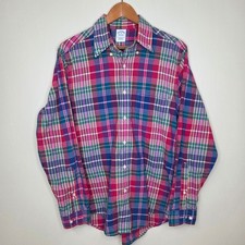 Brooks Brothers Mens Slim Fit Madras Plaid Button Down Shirt Multi Color Size M