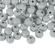 100Pcs 12mm Colored Natural Wood Beads Large Hole Round Spacer Beads Grey