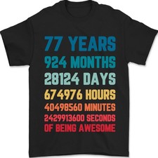 Camiseta De Hombre 100% Algodón Para El 77 Cumpleaños 77 Años