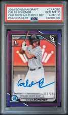 2024 Bowman Draft 1st Chrome Caleb Bonemer Purple Auto /250 PSA 10/Auto 10 POP 1