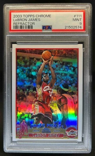2003-04 Topps Chrome Lebron James Refractor Rookie RC #111 Cavaliers PSA 9
