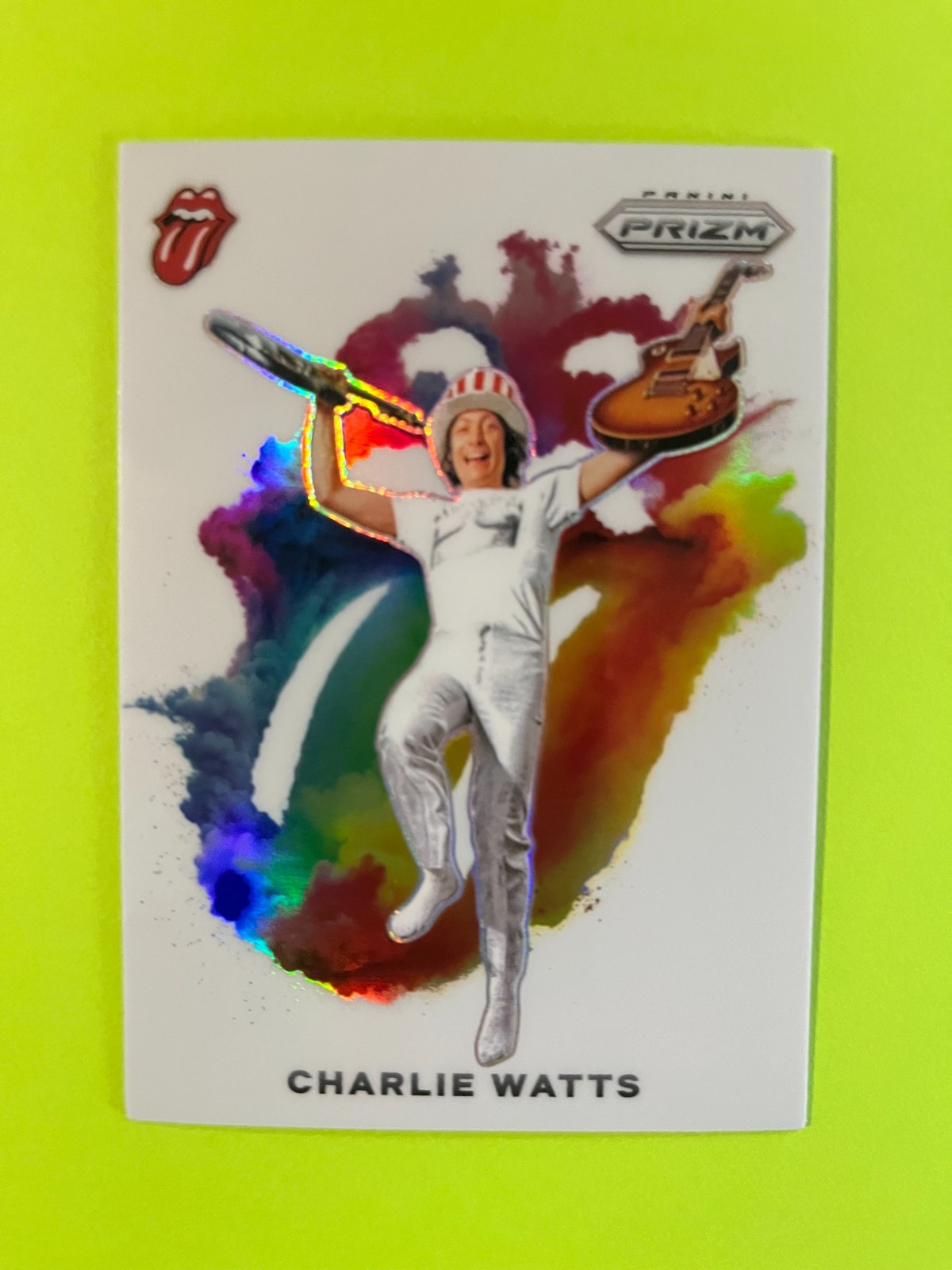 Charlie Watts #4 2025 Panini Prizm The Rolling Stones Color Blast trading card — raw and PSA graded price guide