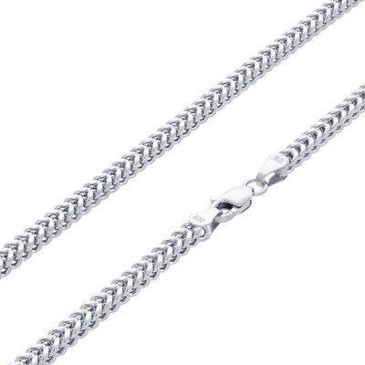 10K White Gold Franco Box Wheat Foxtail Chain Necklace Mens