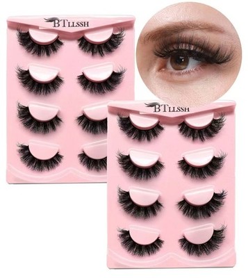 Faux Mink False Eyelashes 10 Pairs Wispy Volume Fluffy Reusable Soft Lash