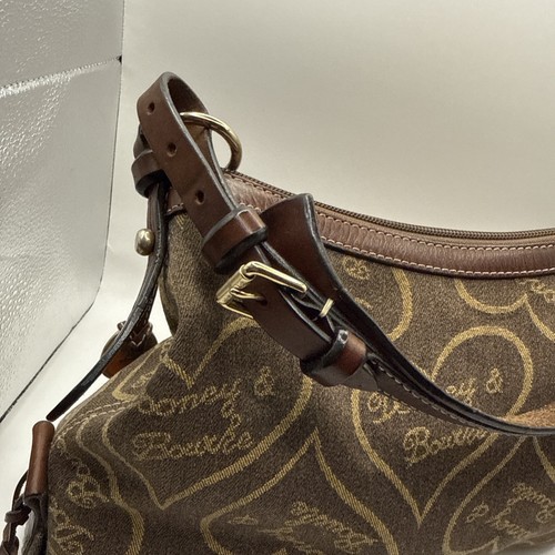Dooney & Bourke Hobo Bag Handtasche braun DB Signature und hellbraunes Leder top - Bild 8 von 17