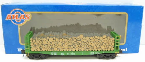 Coche plano Atlas 6271-2 calibre O Burlington Northern pulpwood #611301 (3 rieles) LN | Condition: Used