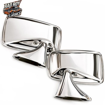 Pair Classic Polished Stainless Steel Car Door Mirrors FORD ESCORT MK1 MK2 