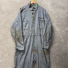VTG Perfect Union Made Chamberlain Striped Work Wear Coveralls Denim Thrashed 48