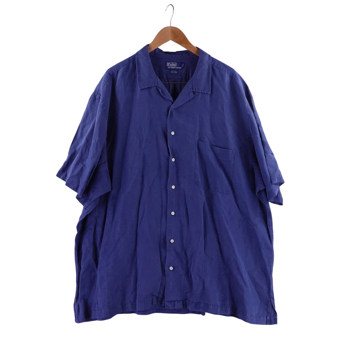トップス rarph Lauren silk open collar shirts XL Polo Ralph Lauren Silk Short Sleeve Button-Up Casual Button-Down