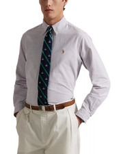 Polo Ralph Lauren Mens Classic Fit Striped Oxford Shirt in Purple White Sz Large