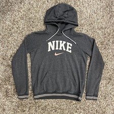 Nike Sportswear Varsity Pullover Hoodie Women XS Grey Pink Swoosh BV3973