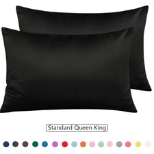 NTBAY Zipper Pillowcase (2 Pack Standard Queen King Size 100% Satin Fabric)