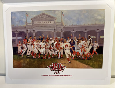 Cincinnati Reds 150th Anniversary 16'' x 11 1/2'' Lithograph / Bart Forbes