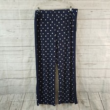 French Laundry Womens Pants Sz 1X Blue White Polka Dot Wide Leg Semi Sheer