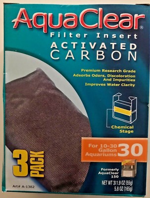AquaClear 30 (150) 3-pack Aquarium Filter Carbon A-1382 A1382