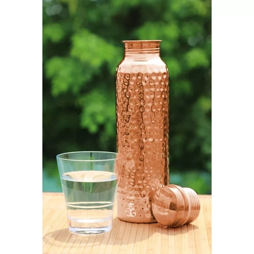 Botella de agua 100 % cobre puro botella de agua con dobladillo hecha a mano para beneficios para la salud - Imagen 1 de 4