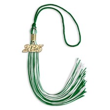 Endea Graduation Green/White Mixed Color Tassel With Gold Date Drop